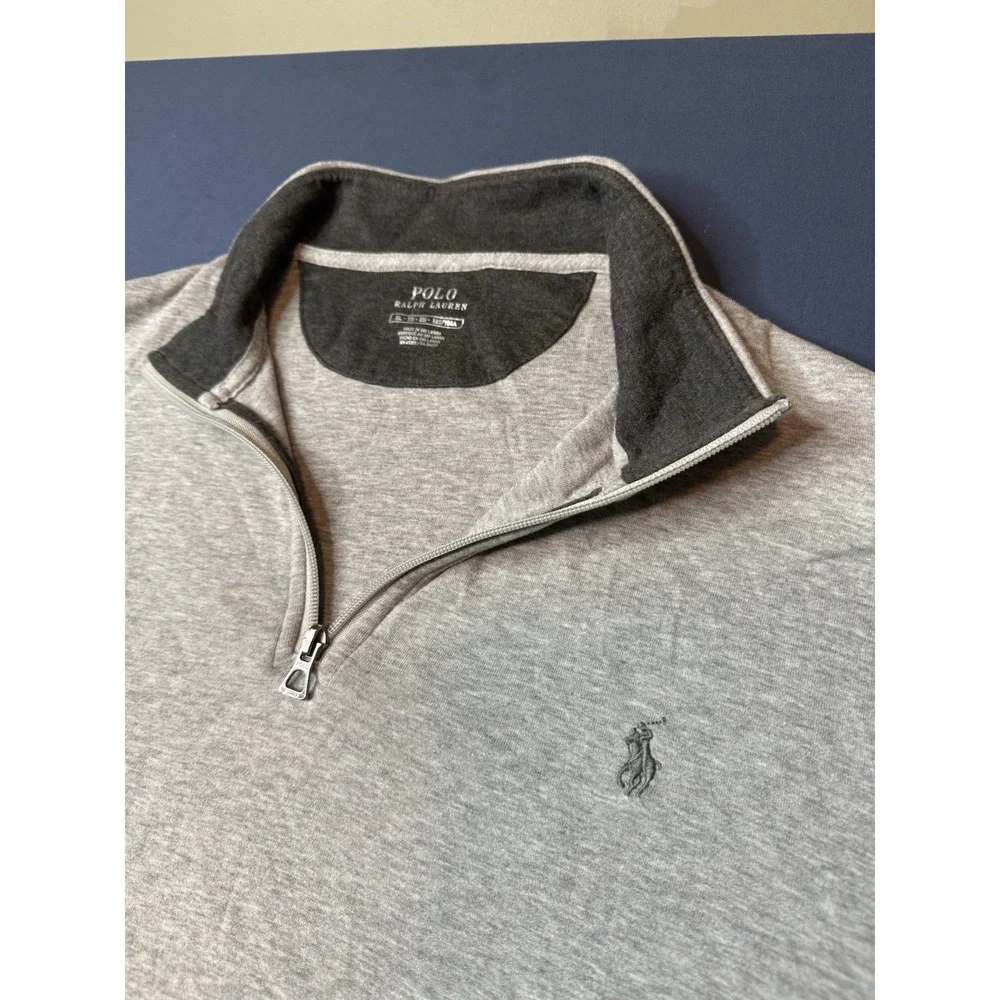 Polo Ralph Lauren Men's Gray 1/4 Zip Mock Neck Knit Cotton Sweater XL